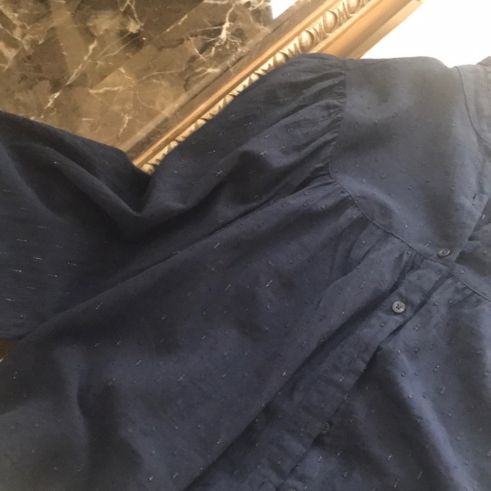 Navy Button-Up Blouse - Picture 3 of 7